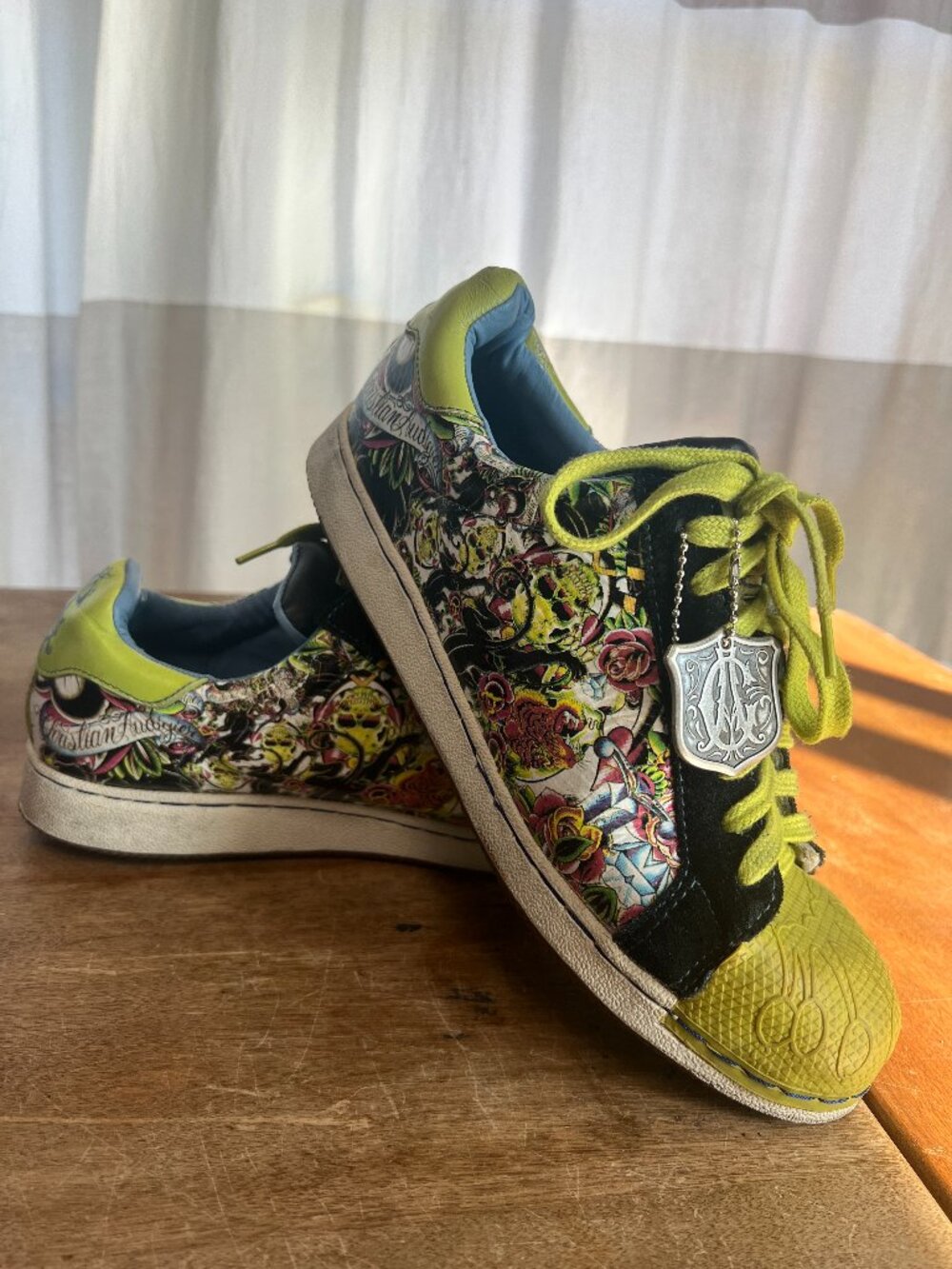 VINTAGE Christian Audigier Crowns Sneakers Women's 9 Y2K Skull Roses Ed Hardy